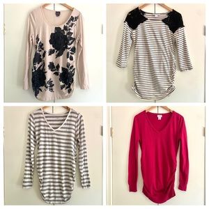 Lot of 4 Motherhood Maternity Long Sleeve Tops